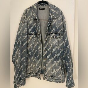 Balenciaga All Over Logo Denim Jacket